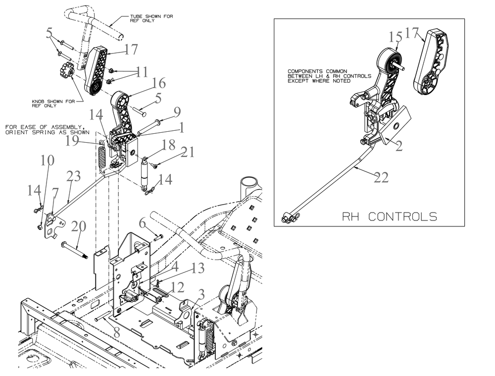 Operator Control Diagram and Parts List for ZT2-54KW (17RIEACI010)(2020) Cub Cadet Lawn Tractor